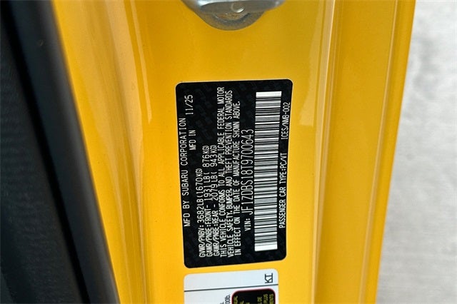 2026 Subaru BRZ Series. Yellow