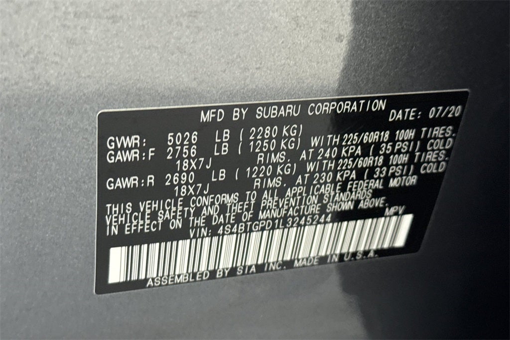 2020 Subaru Outback Touring XT